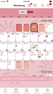 womanlog calendario menstrual iphone capturas de pantalla 2
