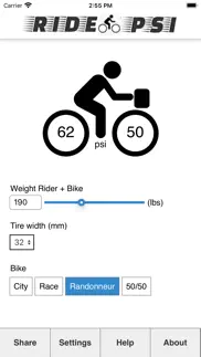 ride psi - bike tire pressure iphone bildschirmfoto 1