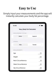 navy body fat calculator pro ipad resimleri 2