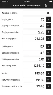 stock profit calculator pro iphone capturas de pantalla 1