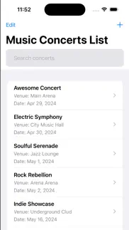 music concerts list iPhone Captures Décran 1