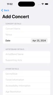music concerts list iPhone Captures Décran 2